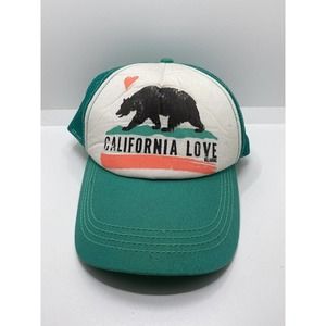 Billabong California Love Padded Mesh Trucker Hat Baseball Cap Green SnapBack